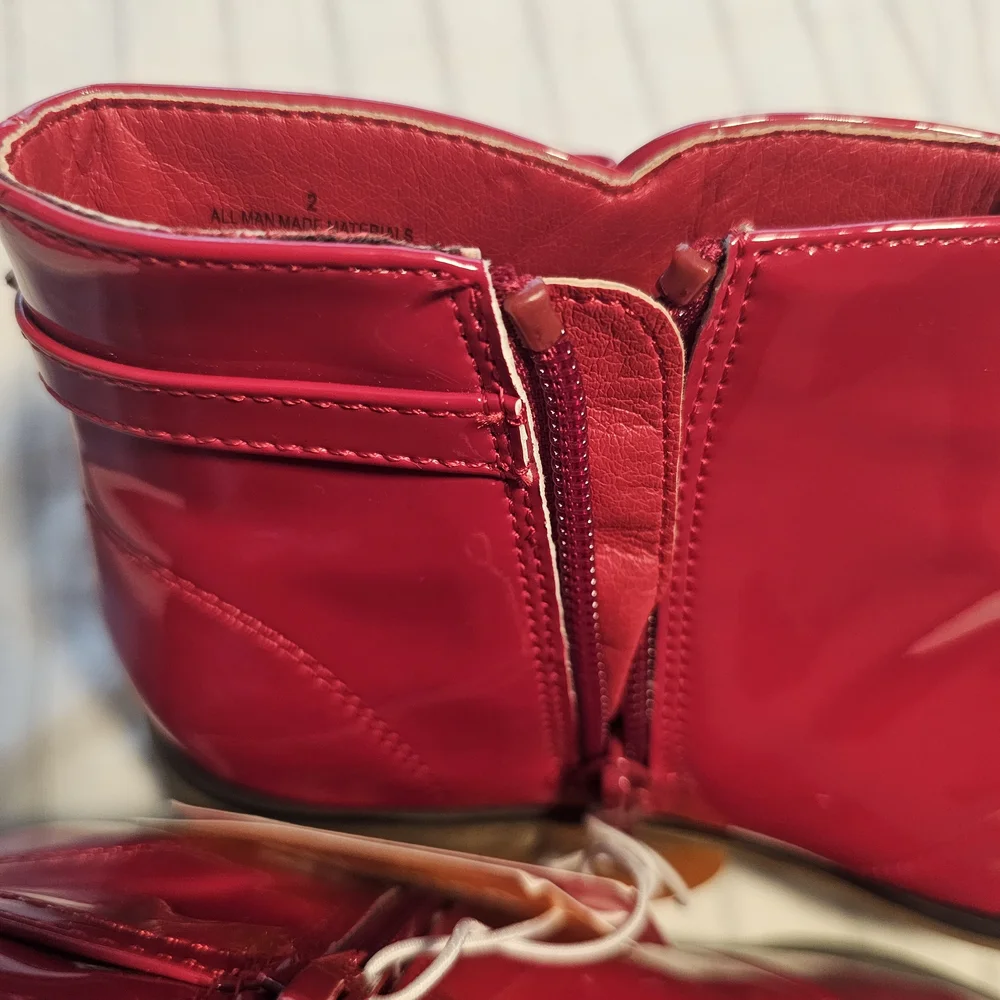 Gymboree Girls Glossy Red Ankle Booties - Picture 3 of 5